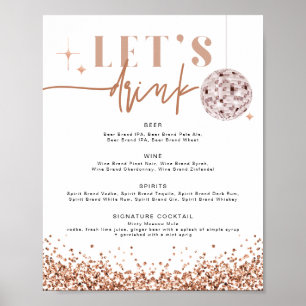 Poster REGINA Rose Gold Disco Menu du bar Let's Drink 