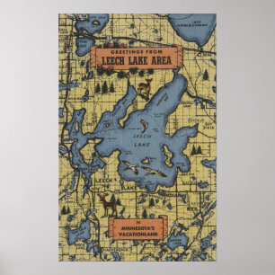 Poster Région du lac Leech, Minnesota - Scènes à grandes 