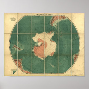 Poster Régions de l'Antarctique Carte antique 1922