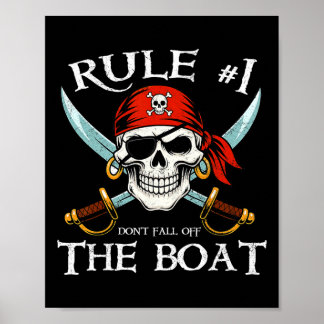 Poster Règle #1 Ne Tombez Pas Du Bateau Croisière Pirate 
