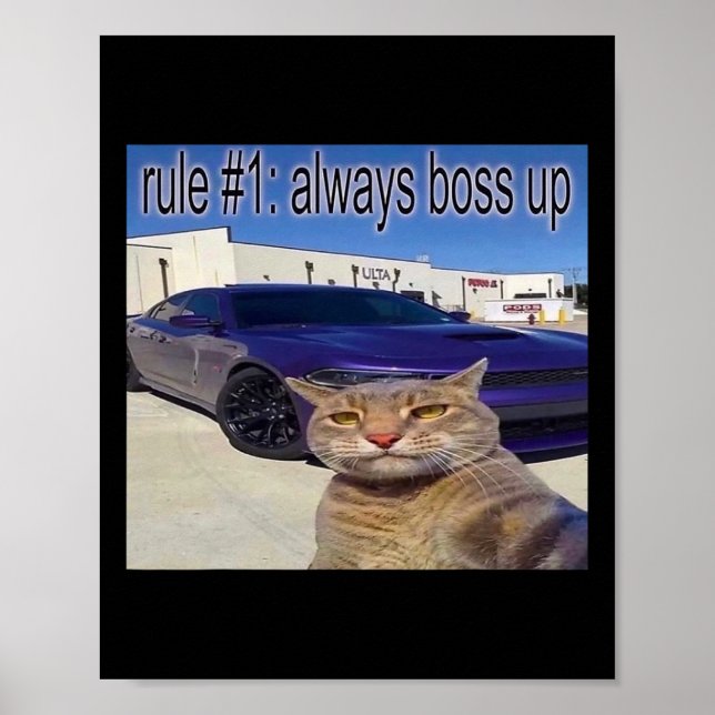Poster Règle # 1 Toujours Boss Up Funny Cat Meme Pour Les (Devant)