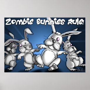 Poster Règle de lapins de zombi !