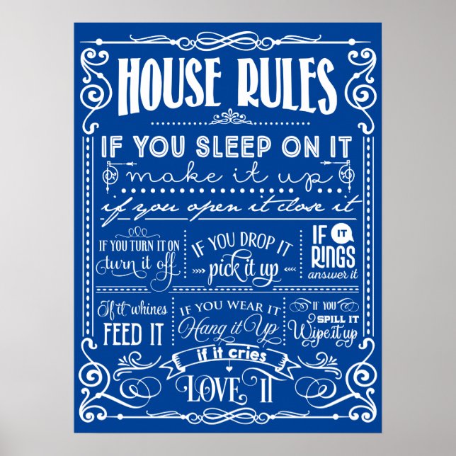 Poster Règlement de la maison décoratif (Devant)