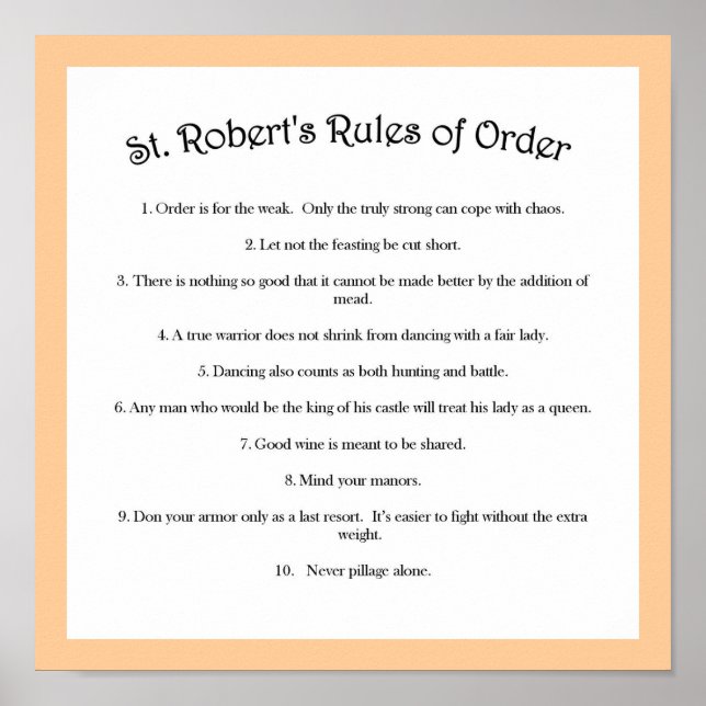 Poster Règlement de St. Robert (Devant)