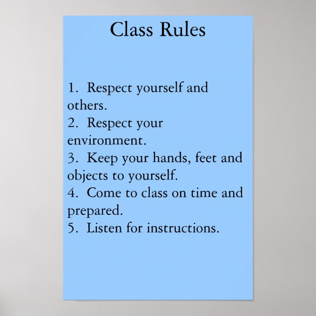 Poster règles de classe (Devant)