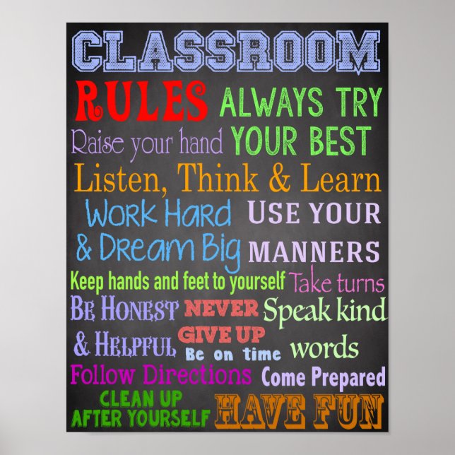 Poster Règles de classe, Cadeau de l'enseignant, Cadeau é (Devant)