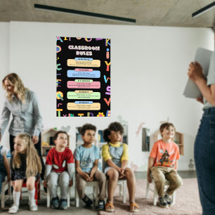 Poster Règles de classe de l'enseignant coloré personnali