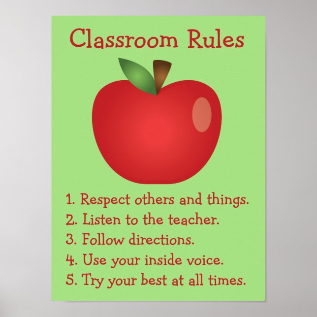 Poster Règles de classe personnalisées de la pomme rouge  (Devant)