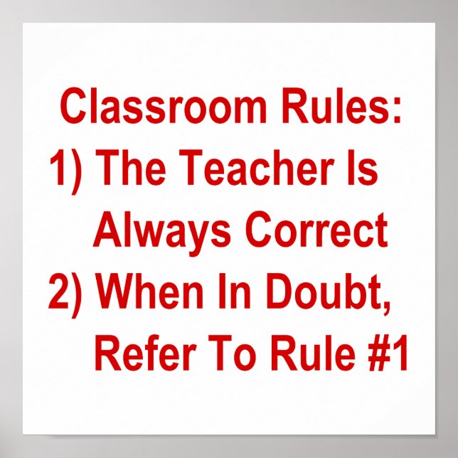 Poster Règles de classe (texte rouge) (Devant)
