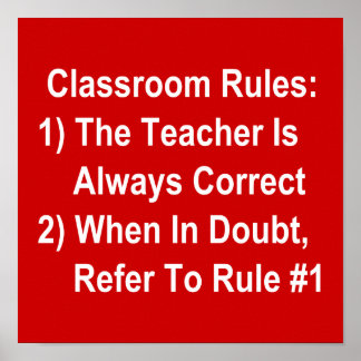 Poster Règles de classe (tout le texte blanc en rouge)