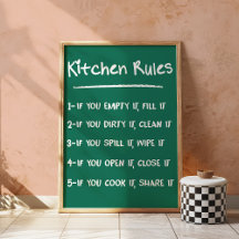 Règles de cuisine Trendy Funny Chalkboard Wall Art