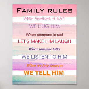 Poster Règles de famille dans les couleurs