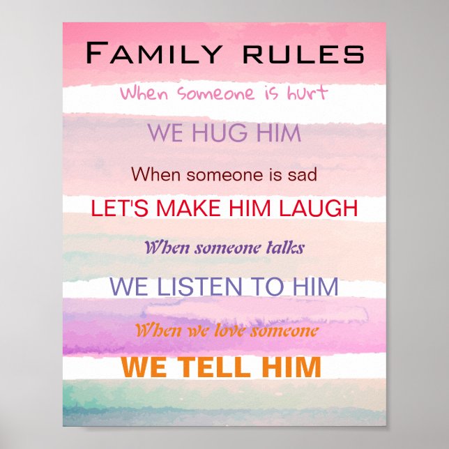 Poster Règles de famille dans les couleurs (Devant)
