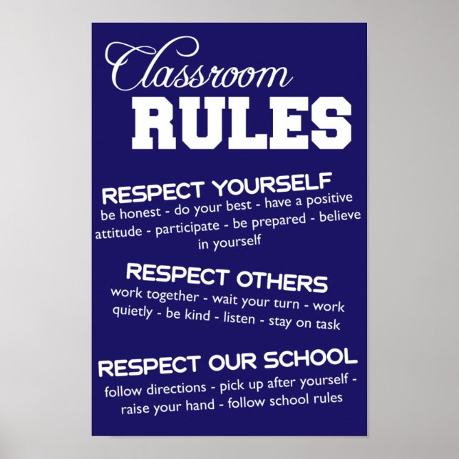 Poster Règles de la classe bleue et blanche (Devant)