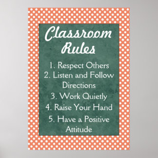 Poster Règles de la classe Pois rouge et blanche