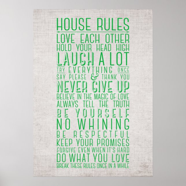 Poster Règles de la maison (Devant)