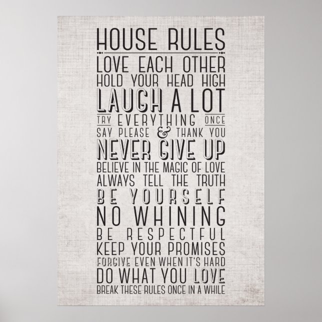 Poster Règles de la maison (Devant)
