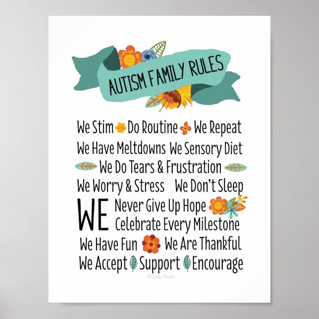 Poster Règles de la maison de famille Autisme (Devant)