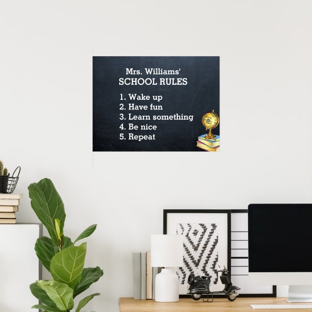Poster Règles de l'école Chalkboard Classroom (Bureau à domicile)