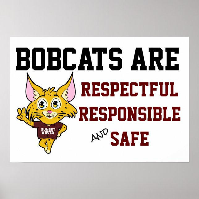 Poster Règles de l'école de Bobcat Responsable Respectueu (Devant)