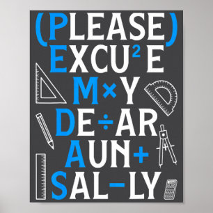Poster Règles de maths drôles Pemdas Pun Enseignants Jour