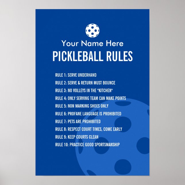 Poster Règles de Pickleball et signe d'affiche d'étiquett (Devant)