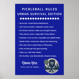 Poster Règles de Pickleball Personnalisées pour la Survie