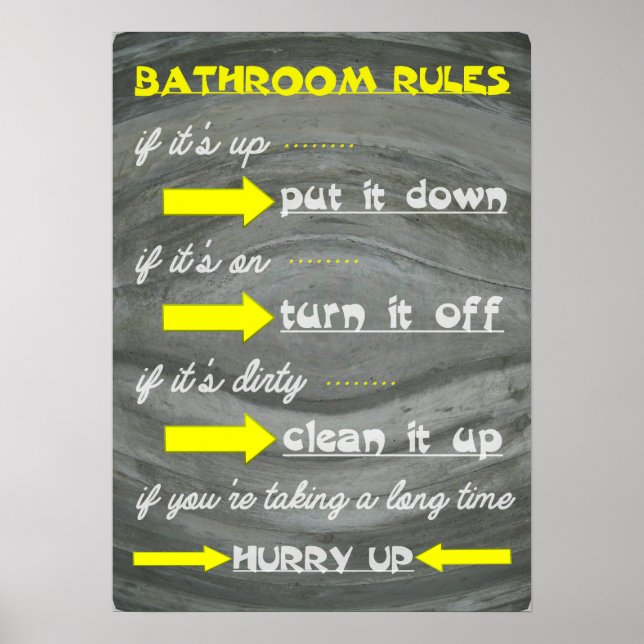 Poster Règles de salle de bain amusantes (Devant)