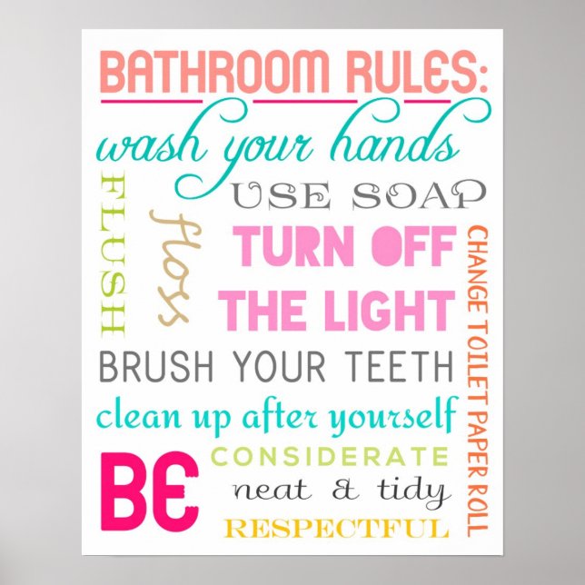 Poster Règles de salle de bain modernes Imprimer (Devant)