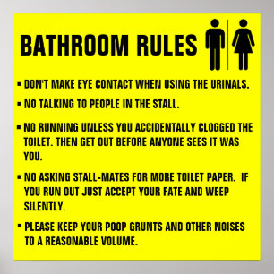 Poster Règles de salle de bain Ne pas faire de contact vi