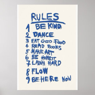 Poster Règles de vie – Soyez gentil, dansez, riez fort”