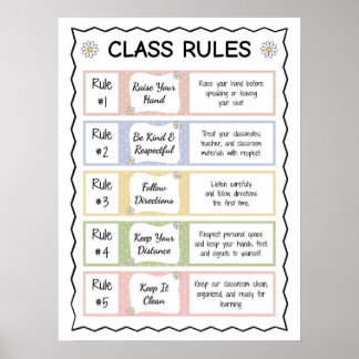 Poster Règles et attentes de la classe élémentaire neutre