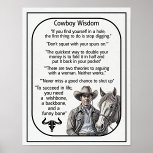 Poster Règles et sagesse des cowboys