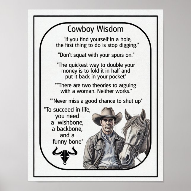 Poster Règles et sagesse des cowboys (Devant)