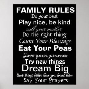 Poster RÈGLES FAMILIALES #2, Inspiration pour une famille
