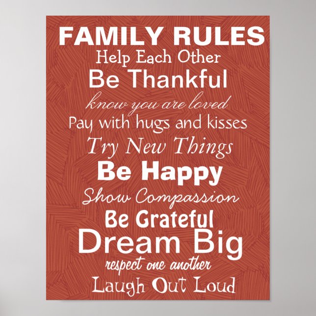 Poster RÈGLES FAMILIALES, Inspiration pour une famille he (Devant)