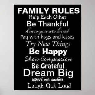 Poster RÈGLES FAMILIALES, Inspiration pour une famille he