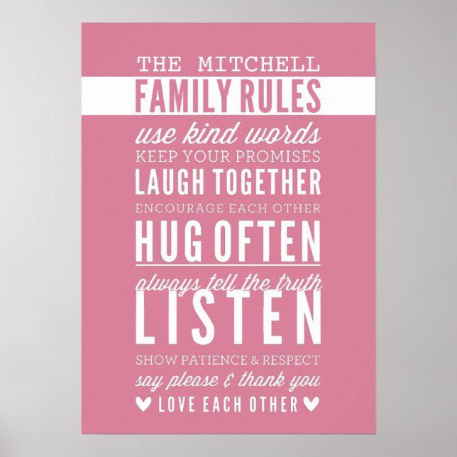Poster RÈGLES FAMILIALES PERSONNALISÉES typographie moder (Devant)