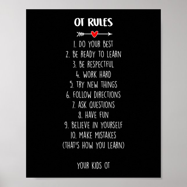 Poster Règles OT | ergothérapeute (Devant)