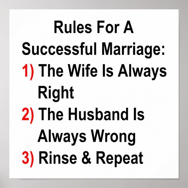 Poster Règles Pour Un Mariage Réussi (Devant)