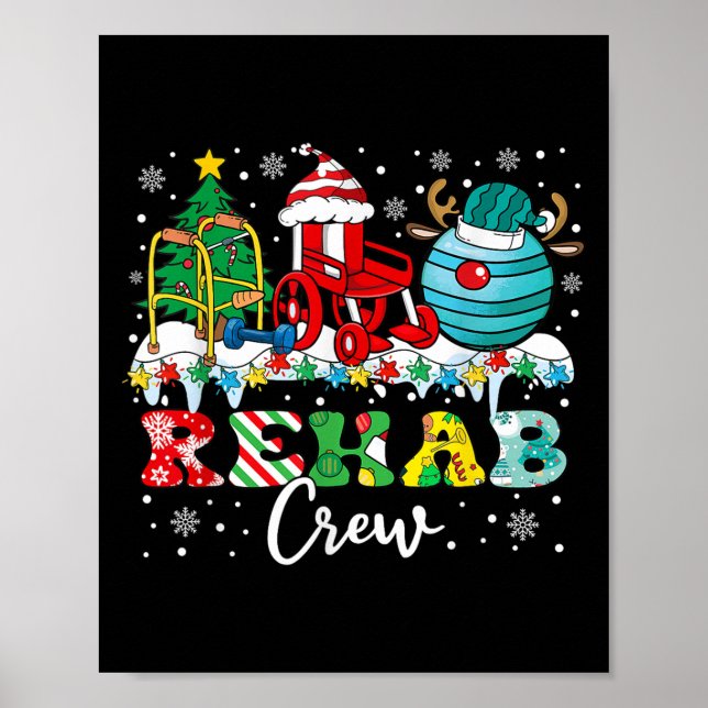 Poster Rehab Crew Wheelchair Santa Reindeer Rehab Nurse C (Devant)