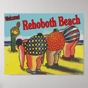 Poster Rehoboth Beach Cartoon de bienvenue