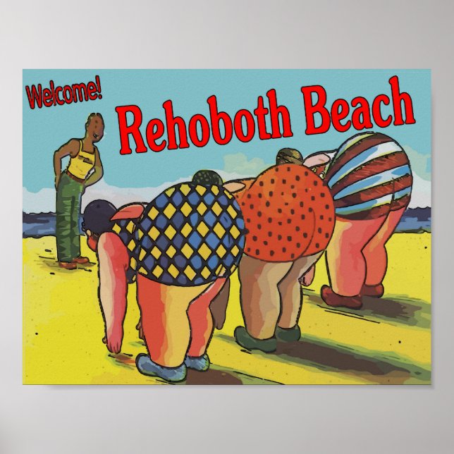 Poster Rehoboth Beach Cartoon de bienvenue (Devant)