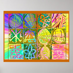 Poster REIKI Karuna : Symboles d'art de style Vintage