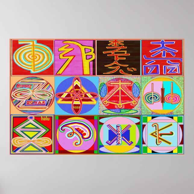 Poster REIKI Karuna Symboles du Maître de guérison (Devant)