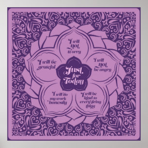 Poster Reiki Principles - Reiki Precepts in Lotus