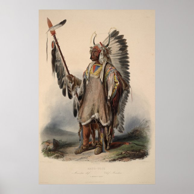 Poster Réimpression du chef indien du 19e siècle 36 x 24  (Devant)