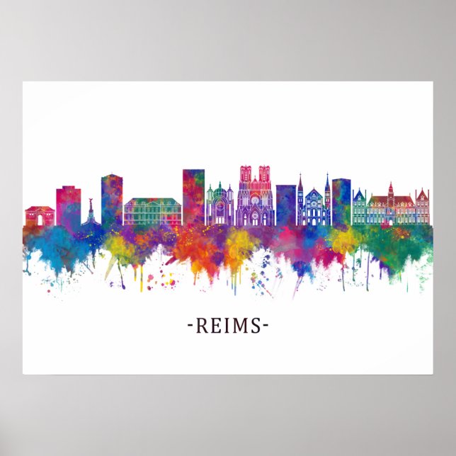 Poster Reims France Skyline (Devant)