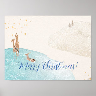 Poster Reindee de vacances d'hiver