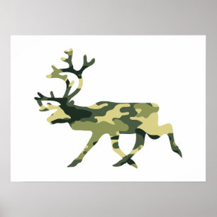 Poster Reindeer / Caribou Woodland Camouflage / Camo
